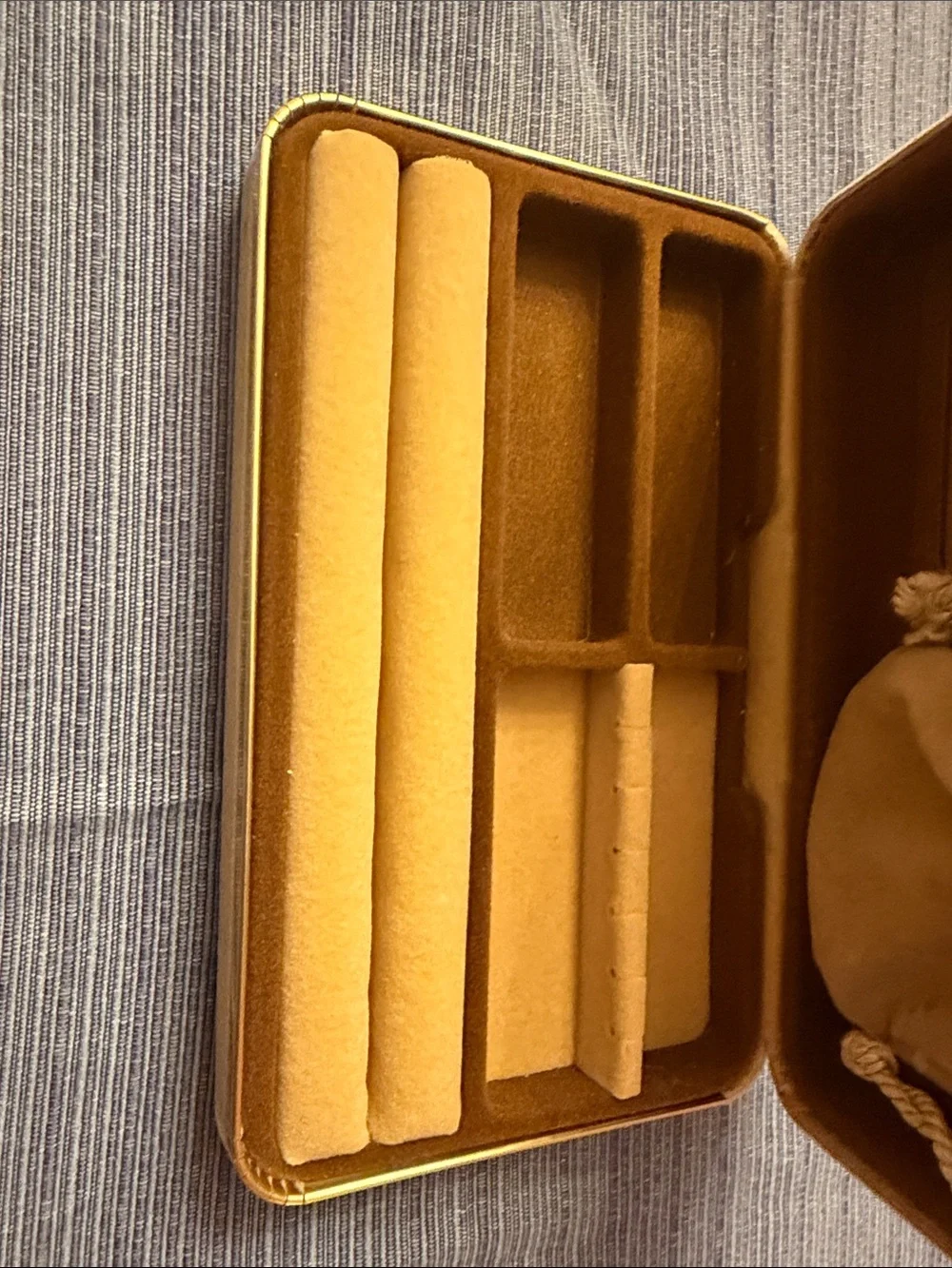 Velvet Jewelry Travel Case in cream and Brown